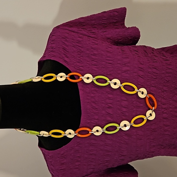 NEW - Orange, Green, Yellow Necklace with matching earrings - Picture 3 of 5